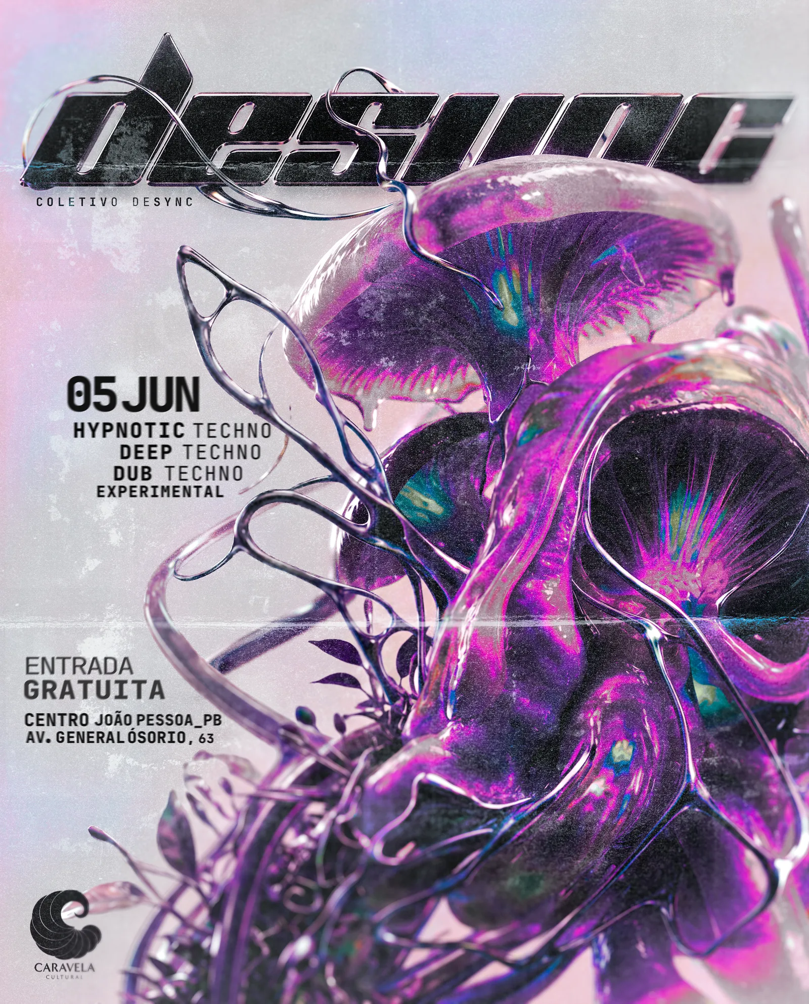 desync — 05 jun · hypnotic, deep, dub techno + experimental · centro joão pessoa